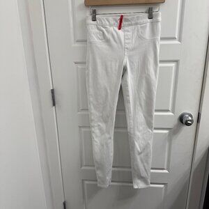 SPANX White Skinny Jeans with Red Drawstring Accent